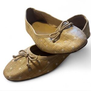 J. Crew Women's Size 7 Woven Polka Dot Raffia Ballet Flats Shoes